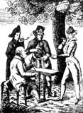 Tabakverpackung, Etikett der Firma Herzog & Scheffer, Nürnberg, dat. 1829, aus: Elias Erasmus (Paul Otto/Hans H. Bockwitz): Alte Tabakzeichen. Berlin 1924, Taf. 2, Nr. 2)