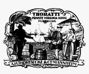 Opdruk op een blikken tabaksdoos van de tabaksfabriek A.H. Thorbecke in Mannheim, 19e eeuw, particulier bezit, foto Reiss Museum Mannheim.